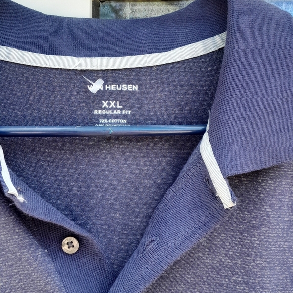 Van Heusen Navy Blue Polo Shirt MENS XXL Regular Fit - Picture 2 of 4